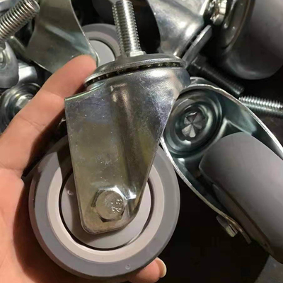 3 Inch Floor Protecting Shopping Cart Wheels Grey TPR Threaded Stem Swivel Casters OEM
