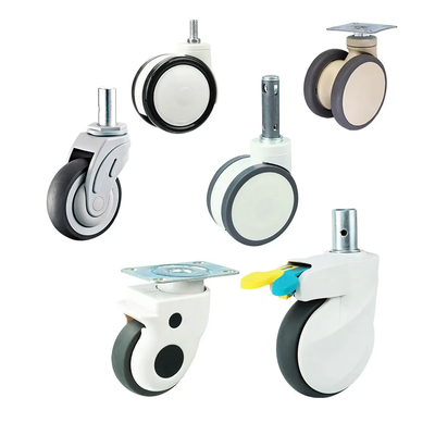 Stainless Steel Plate Casters 3 Inch White Grey Wheels With Precision Ball Bearings