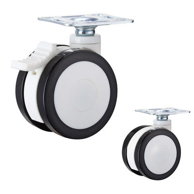 142LBS 3 Inch Black PU Swivel Locking Medical Casters Dual Wheel Plate Type Hospital Wheels Supplys