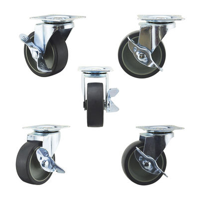 Thermoplastic Rubber Wheel Light Duty Casters 50kg Load Capacity