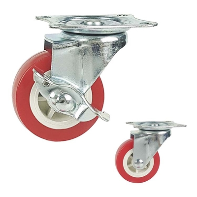 1.5 Inch Red Wheels Light Duty PVC Fixed Caster Wheels For Small Trolleys Lightweight OEM
