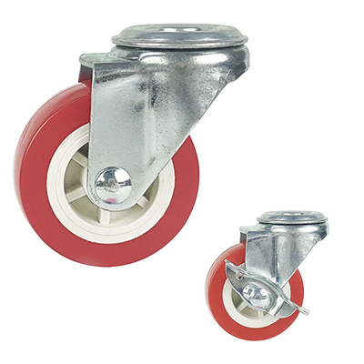 1.5 Inch Red Wheels Light Duty PVC Fixed Caster Wheels For Small Trolleys Lightweight OEM
