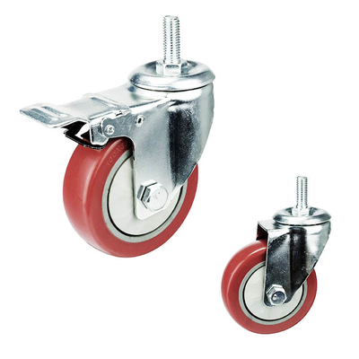 75mm Swivel Head Threaded Stem PVC Caster Wheel Medium Duty  With Bearing Covers