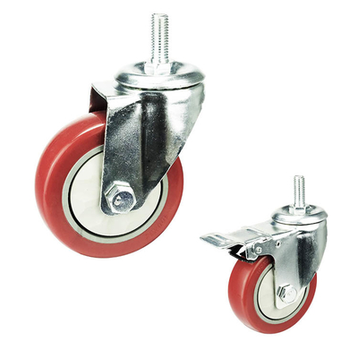 75mm Swivel Head Threaded Stem PVC Caster Wheel Medium Duty  With Bearing Covers