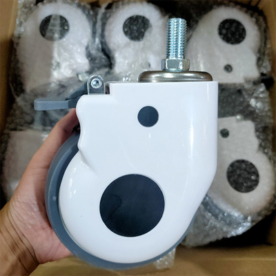 5 Inch Medical Wheel Soft TPR Hospital Casters With Threaded Stem