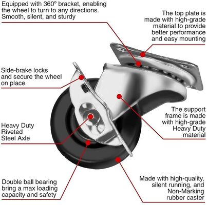 ボールベアリングとソリッドコアホイールを備えたプレートマウントナイロンキャスター 耐久性のある工業用ヘビーデューティーモビリティソリューション