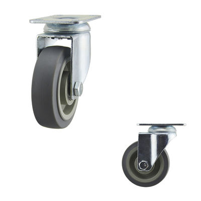 4In Gray TPR Top Plate Swivel Medium Duty Casters For Medical Bed