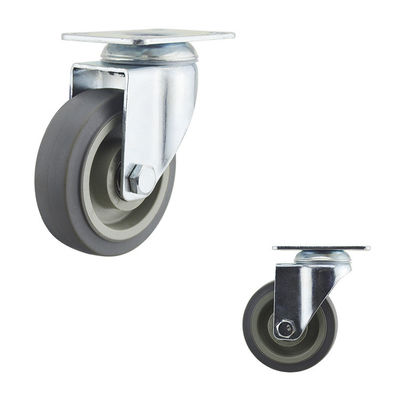 4In Gray TPR Top Plate Swivel Medium Duty Casters For Medical Bed
